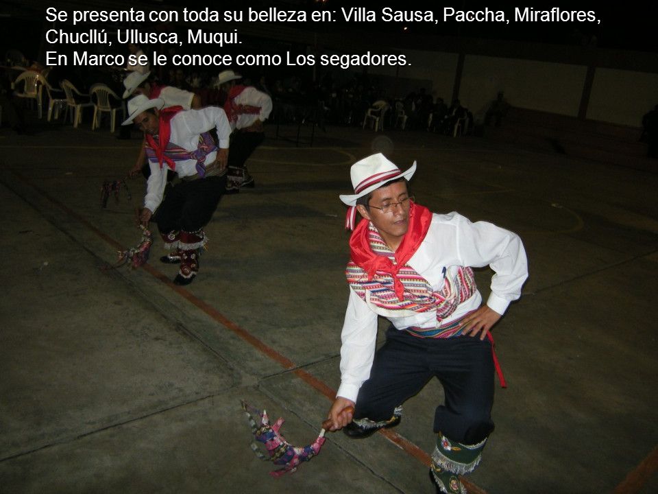 Se presenta con toda su belleza en: Villa Sausa, Paccha, Miraflores, Chucllú, Ullusca, Muqui.