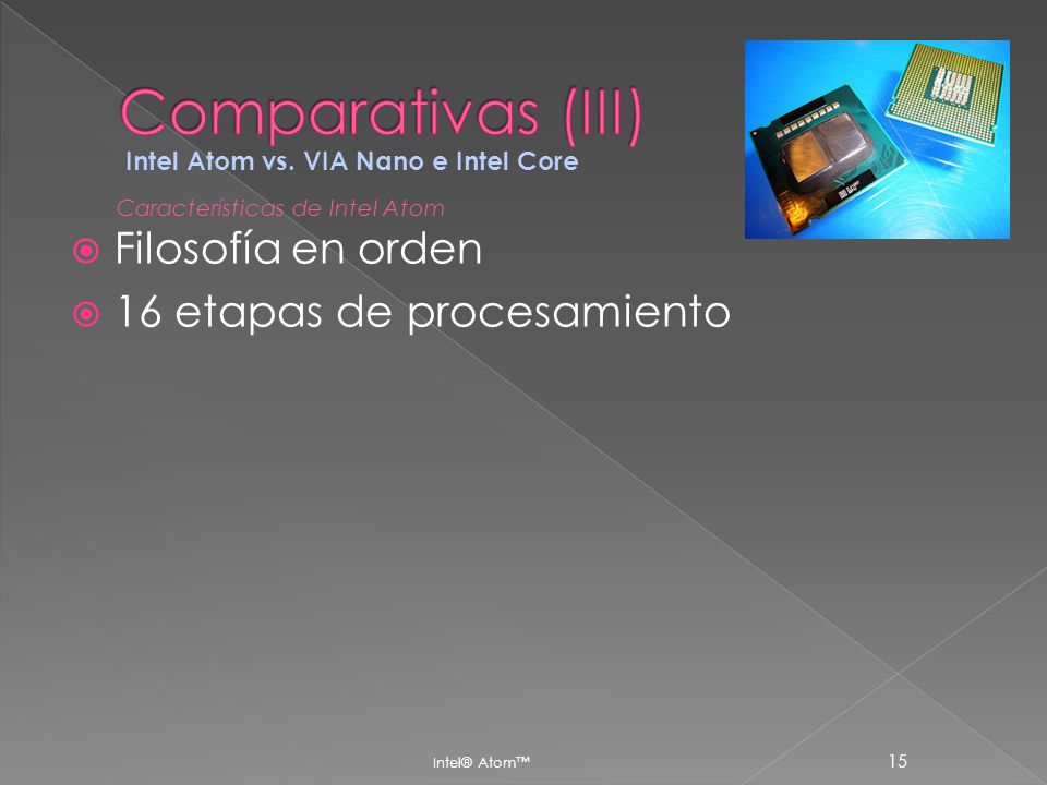Comparativas (III) Filosofía en orden 16 etapas de procesamiento