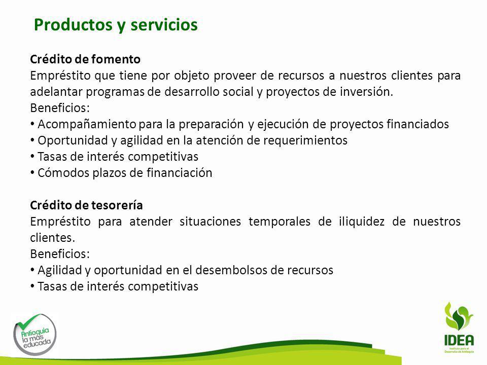 Productos y servicios Crédito de fomento