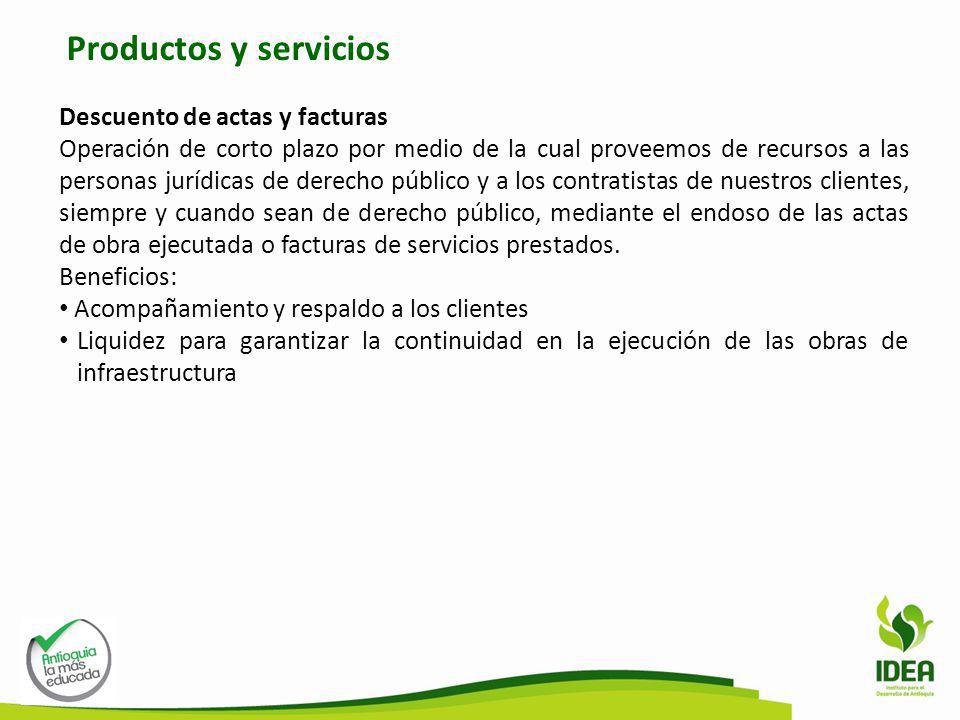 Productos y servicios Descuento de actas y facturas