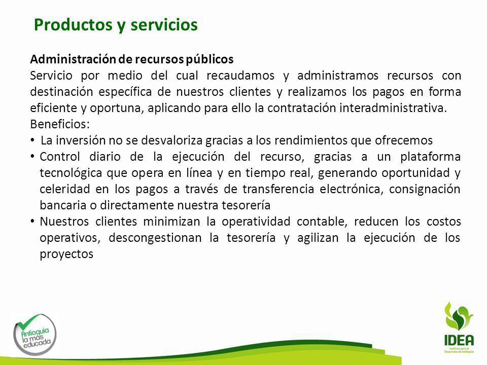 Productos y servicios Administración de recursos públicos