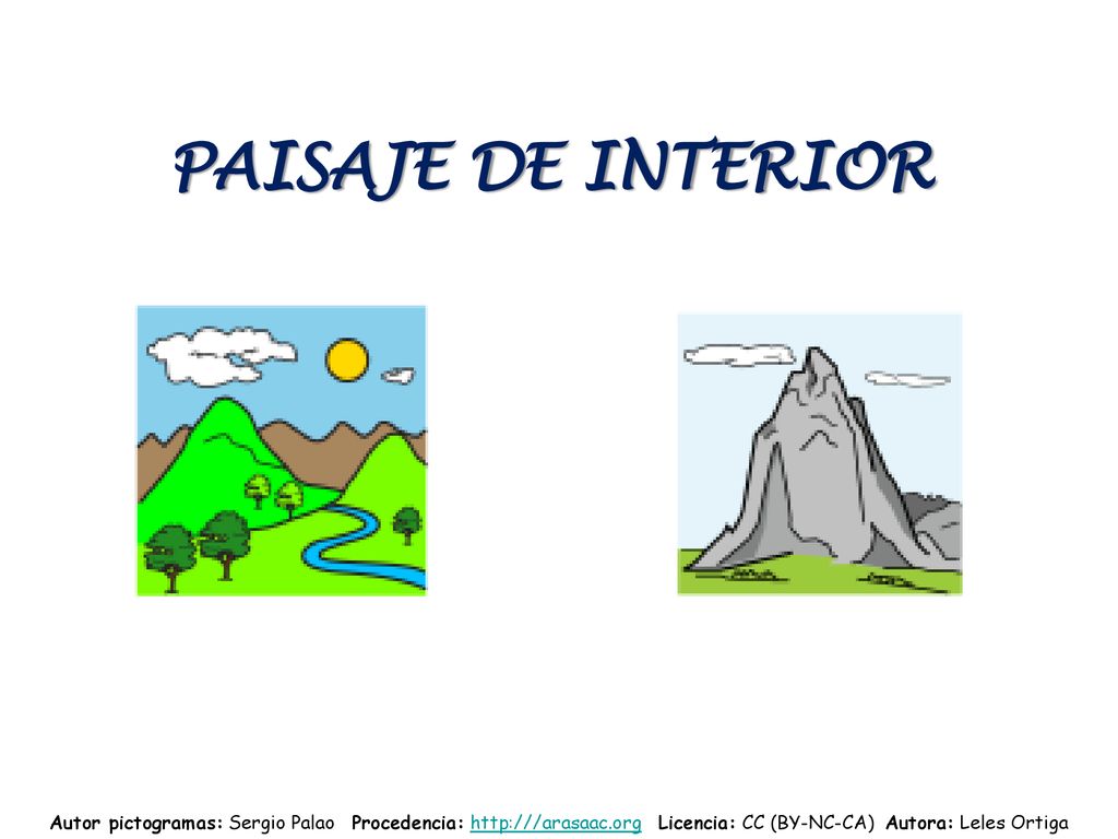 PAISAJE DE INTERIOR Autor pictogramas: Sergio Palao Procedencia:   Licencia: CC (BY-NC-CA) Autora: Leles Ortiga.