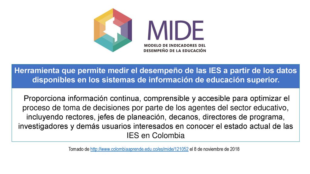 Herramienta que permite medir el desempeño de las IES a partir de los datos disponibles en los sistemas de información de educación superior.