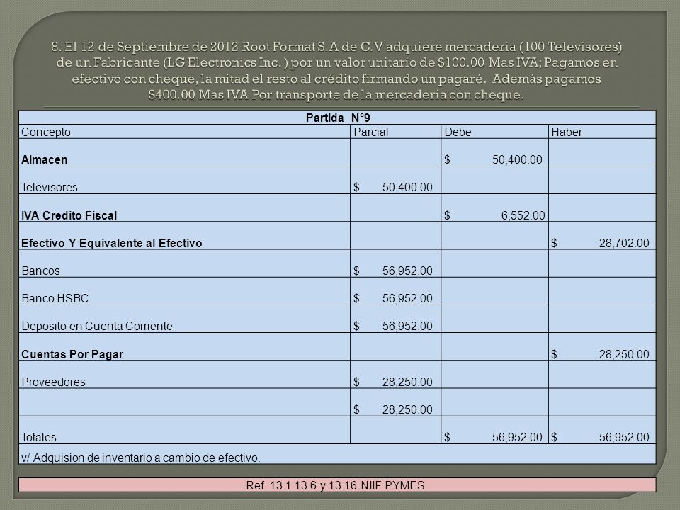 8. El 12 de Septiembre de 2012 Root Format S. A de C
