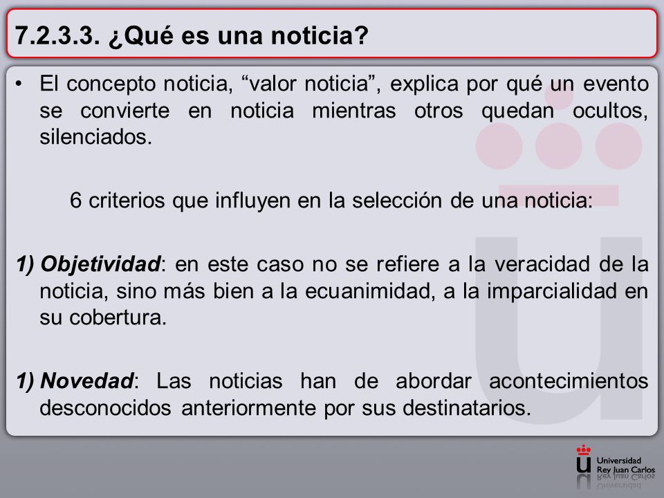 6 criterios que influyen en la selección de una noticia: