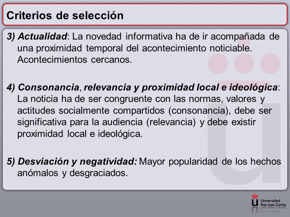 Criterios de selección