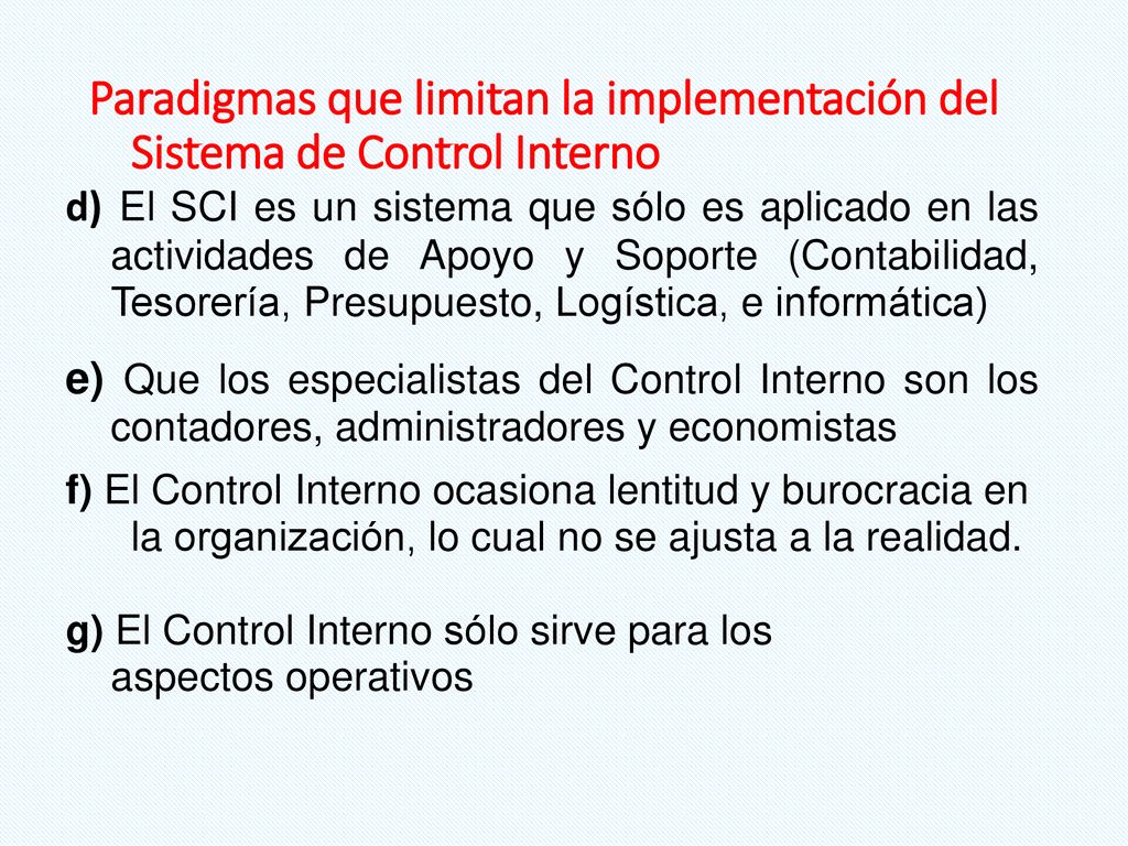 Paradigmas que limitan la implementación del Sistema de Control Interno