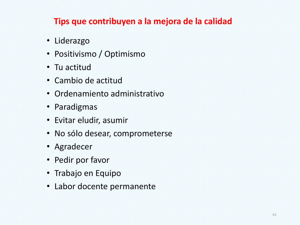 Tips que contribuyen a la mejora de la calidad