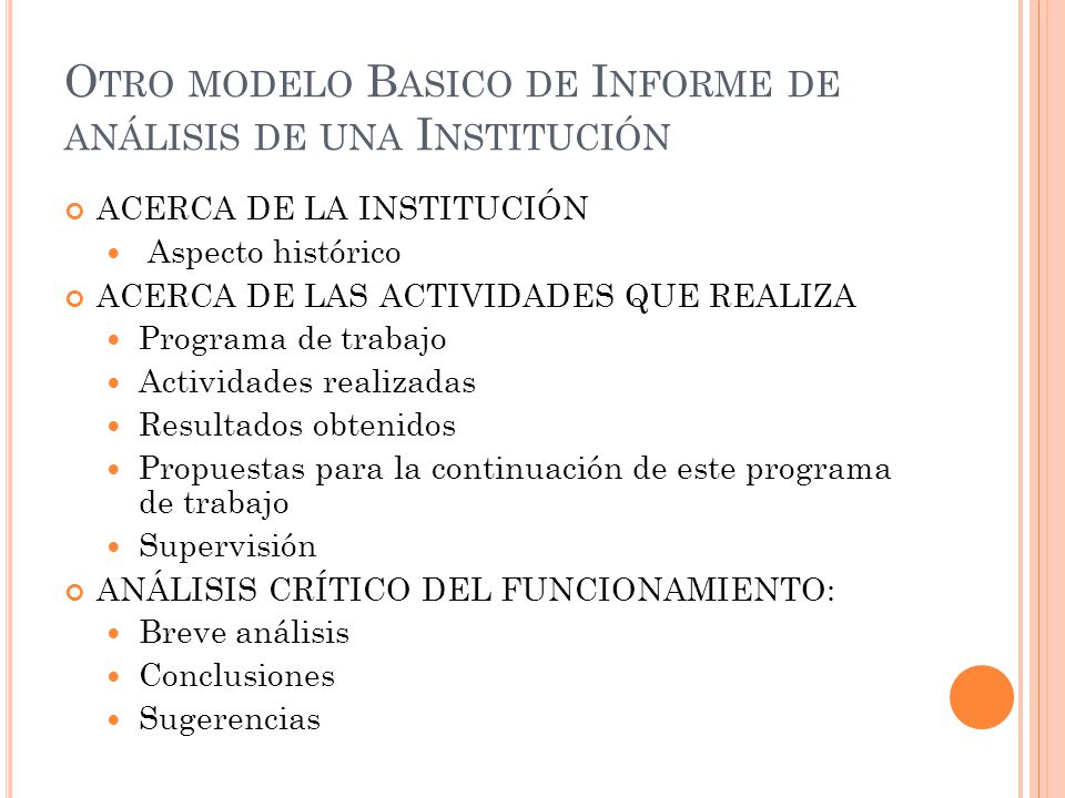Otro modelo Basico de Informe de análisis de una Institución