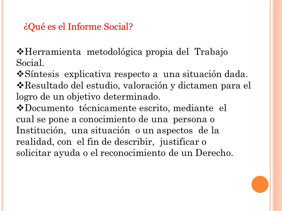 ¿Qué es el Informe Social