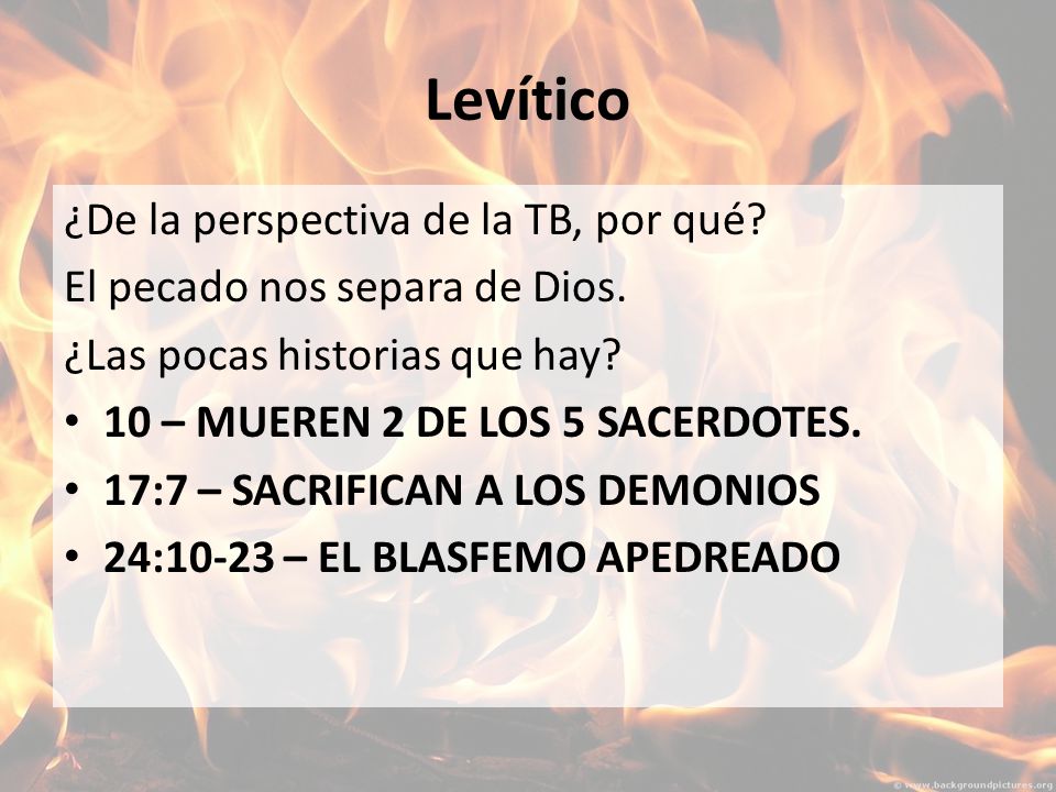 Levítico ¿De la perspectiva de la TB, por qué