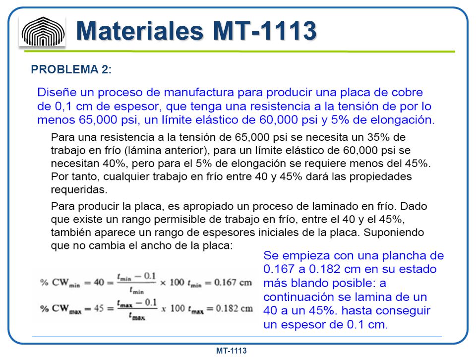 Materiales MT-1113 PROBLEMA 2: MT-1113