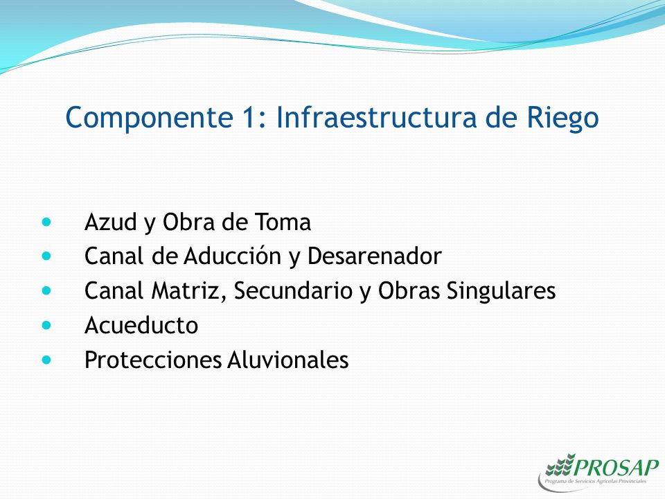 Componente 1: Infraestructura de Riego