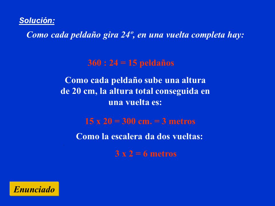 Como cada peldaño gira 24º, en una vuelta completa hay: