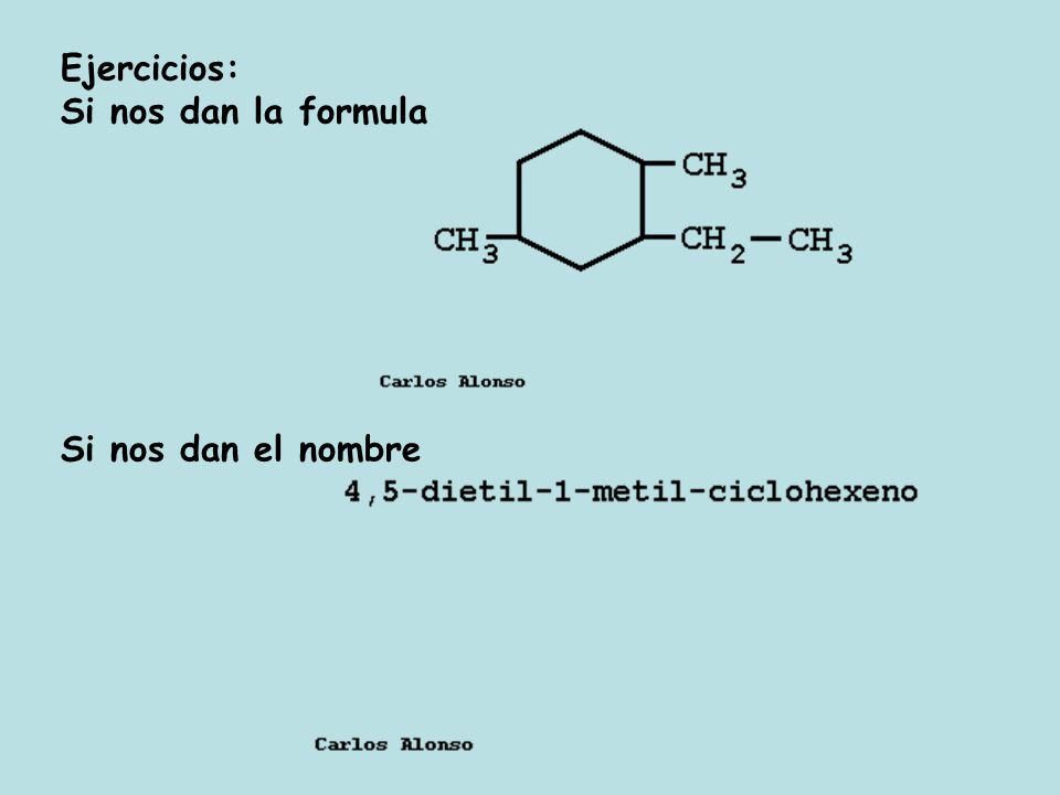 Ejercicios: Si nos dan la formula Si nos dan el nombre