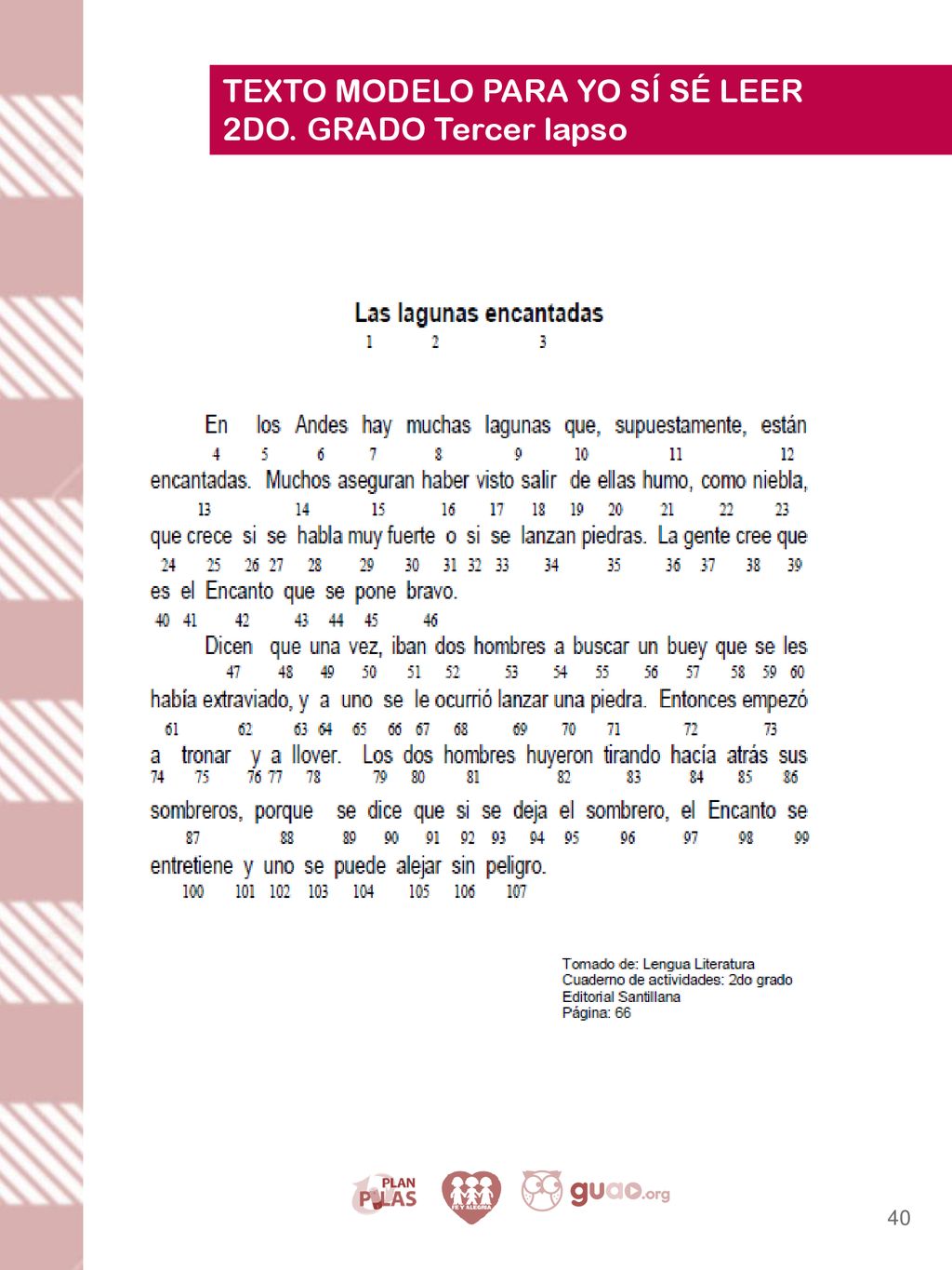 TEXTO MODELO PARA YO SÍ SÉ LEER 2DO. GRADO Tercer lapso