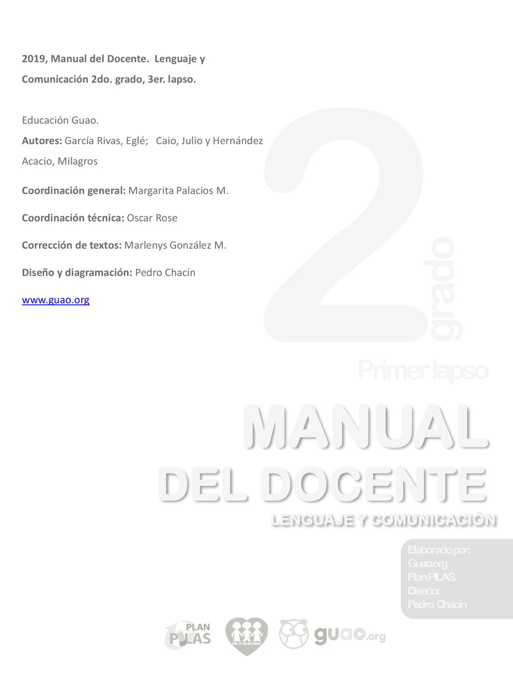2 MANUAL do DEL DOCENTE grado Primer lapso LENGUAJE Y COMUNICACIÒN