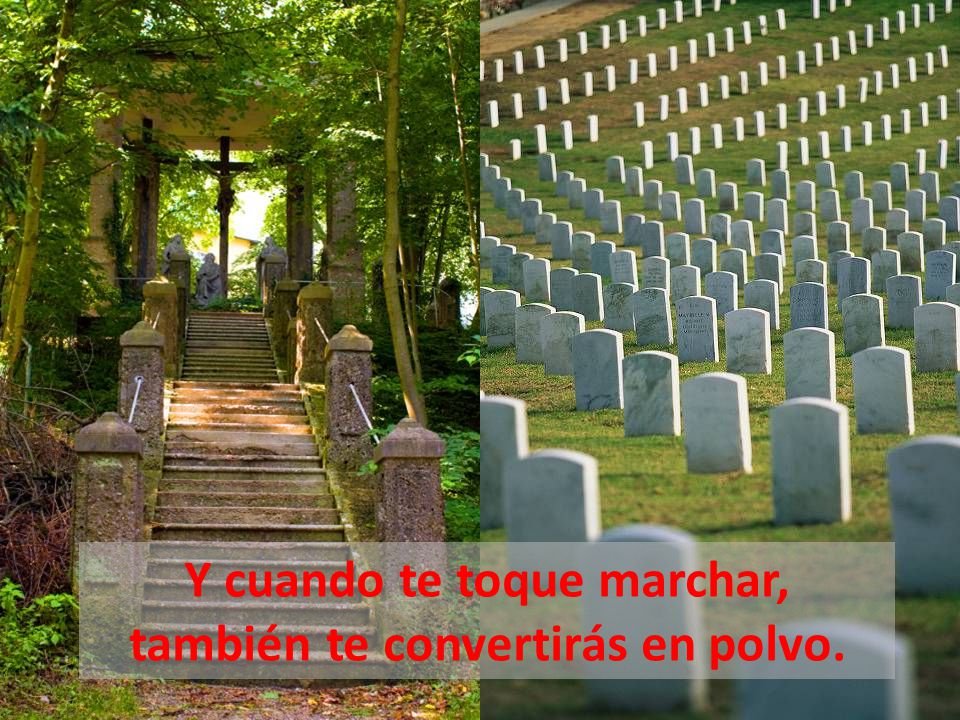 Y cuando te toque marchar, también te convertirás en polvo.