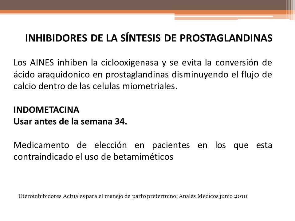 INHIBIDORES DE LA SÍNTESIS DE PROSTAGLANDINAS