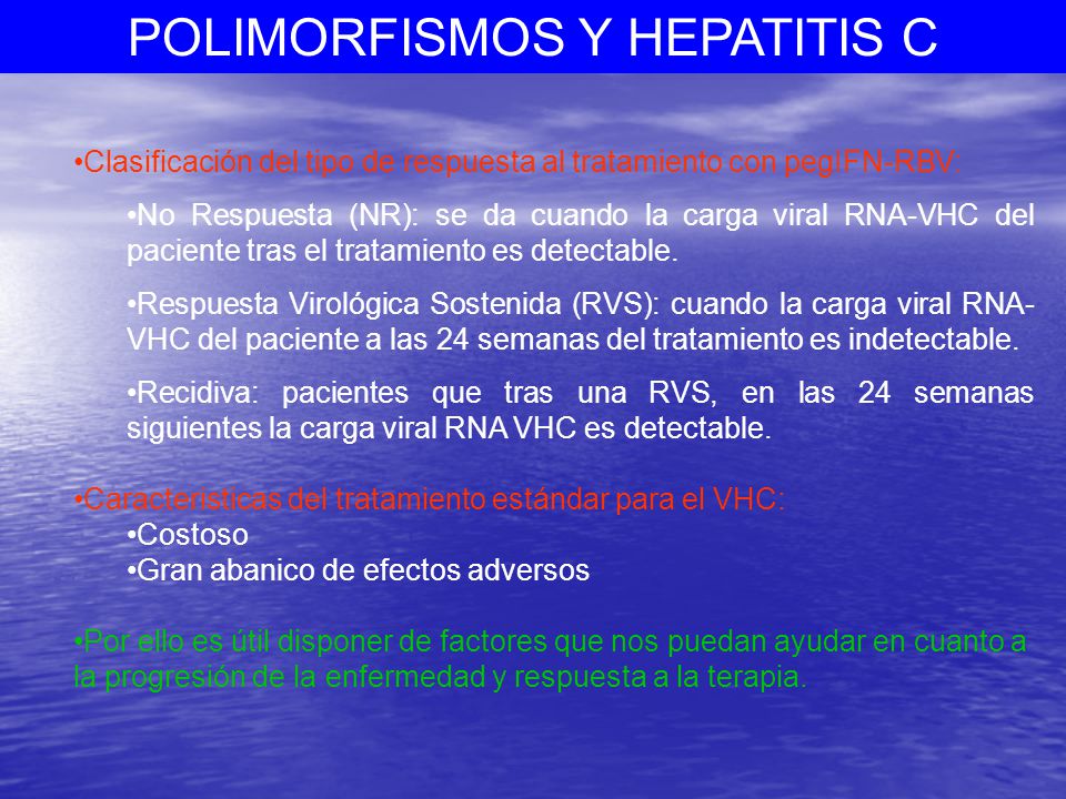 Clasificación del tipo de respuesta al tratamiento con pegIFN-RBV: