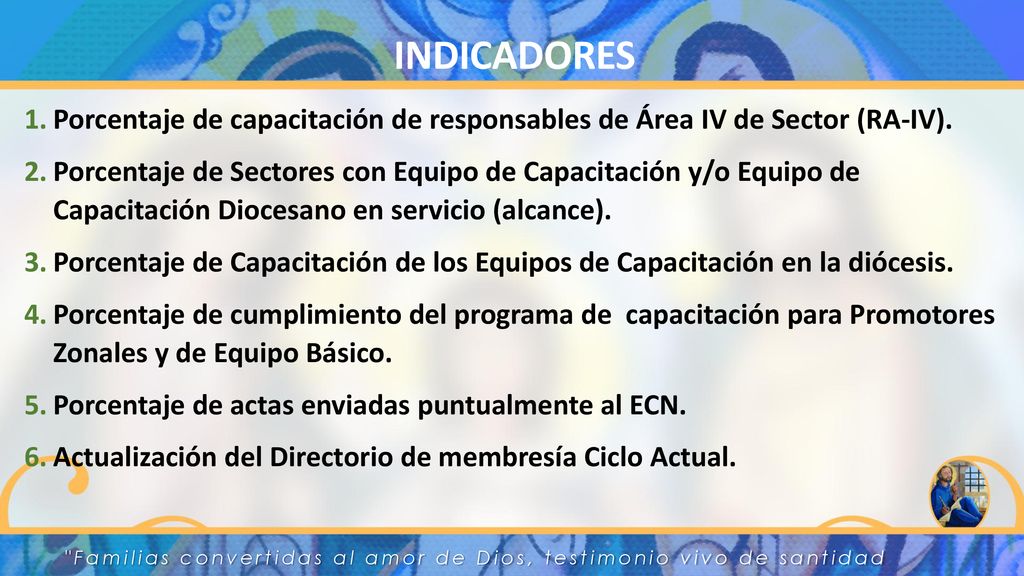 INDICADORES Porcentaje de capacitación de responsables de Área IV de Sector (RA-IV).