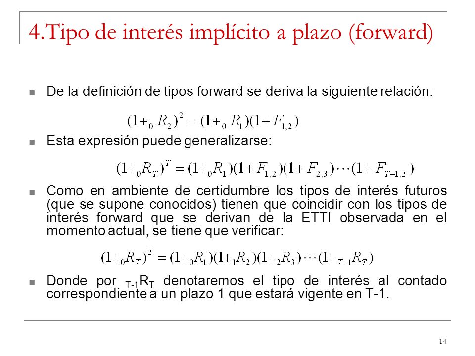 4.Tipo de interés implícito a plazo (forward)