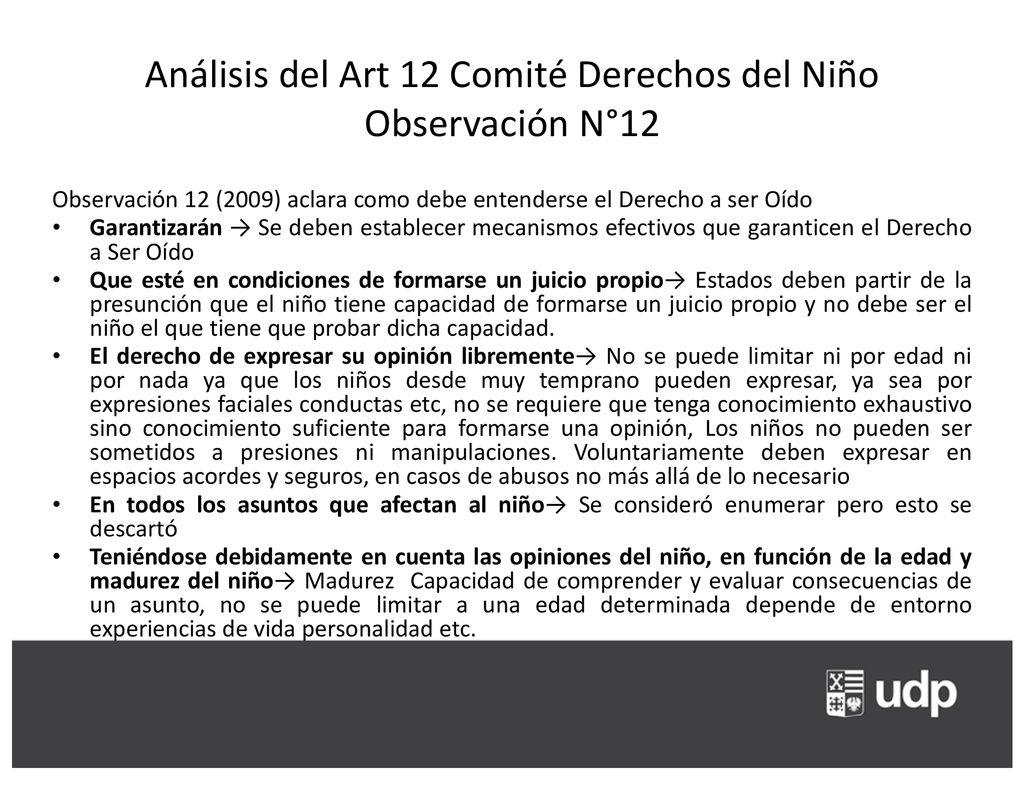 Análisis del Art 12 Comité Derechos del Niño Observación N°12