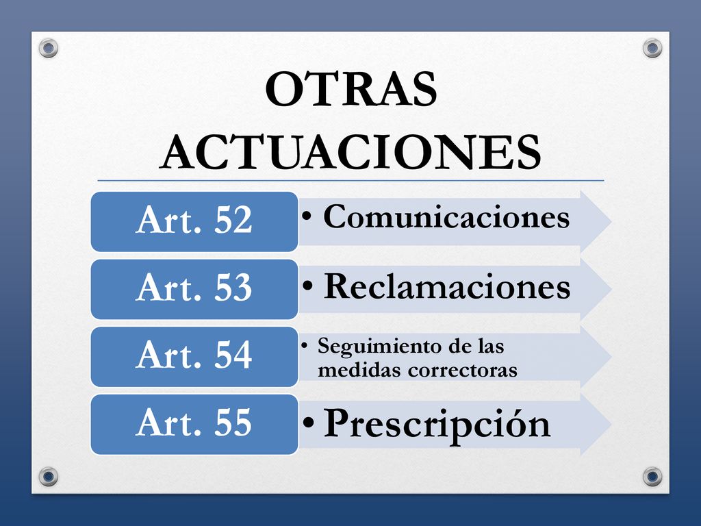OTRAS ACTUACIONES Prescripción Art. 52 Art. 53 Art. 54 Art. 55