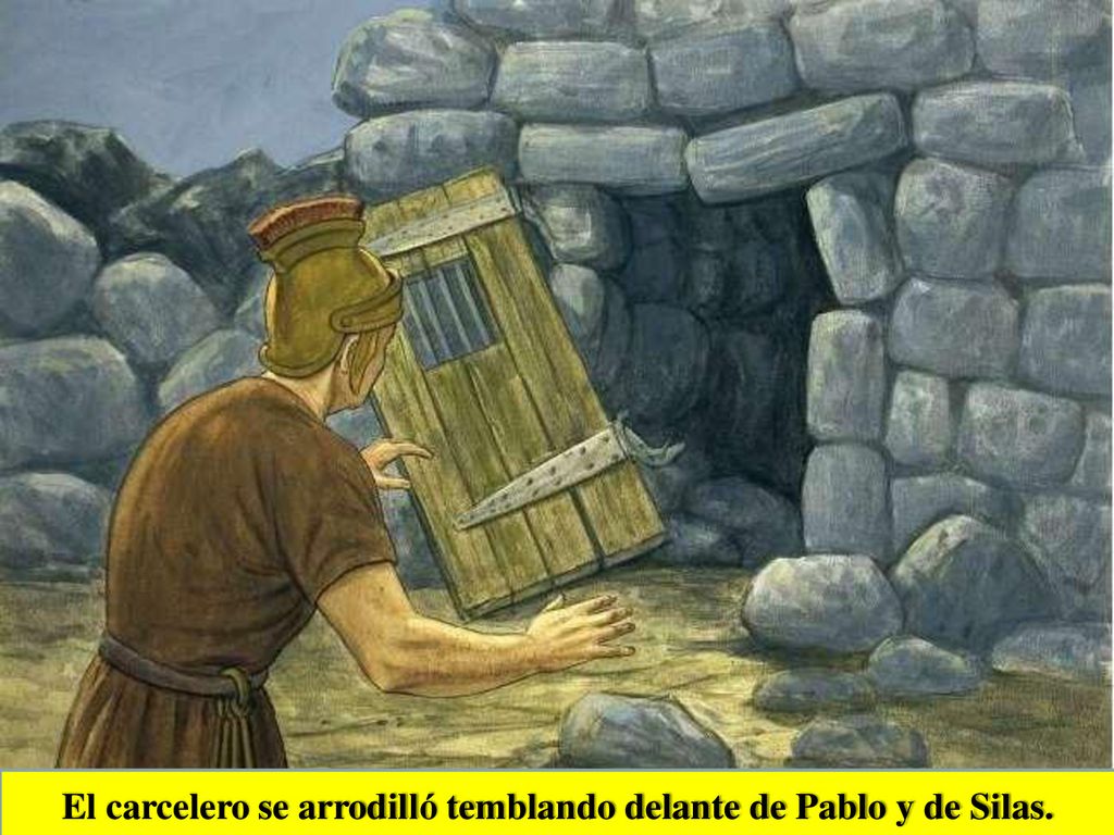 El carcelero se arrodilló temblando delante de Pablo y de Silas.