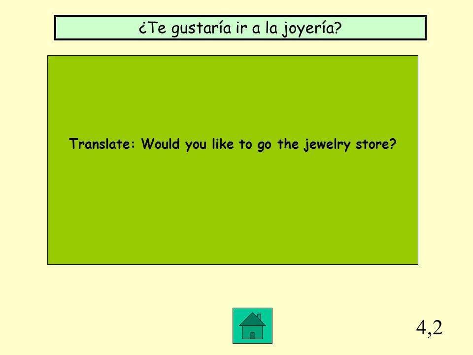 Translate: Would you like to go the jewelry store
