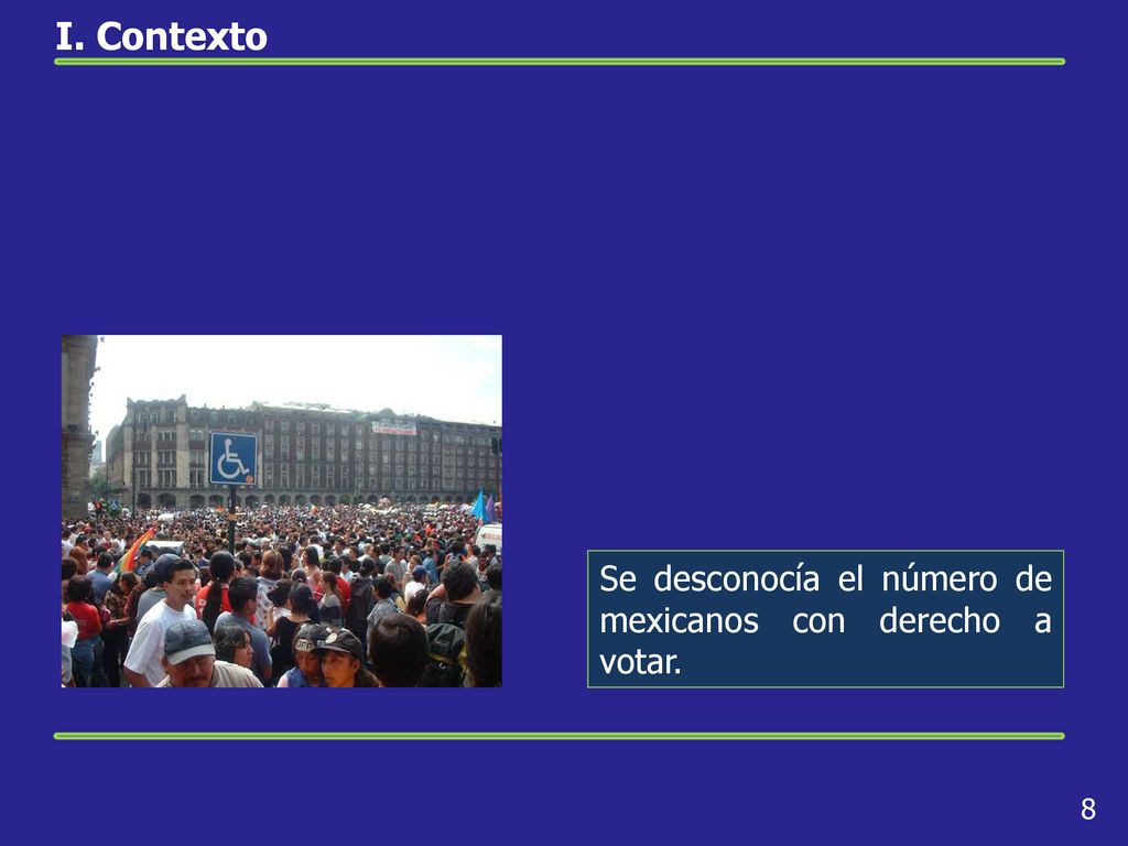 I. Contexto Se desconocía el número de mexicanos con derecho a votar.