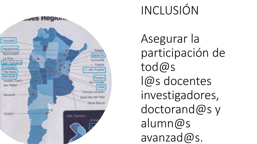 INCLUSIÓN Asegurar la participación de  docentes investigadores, y