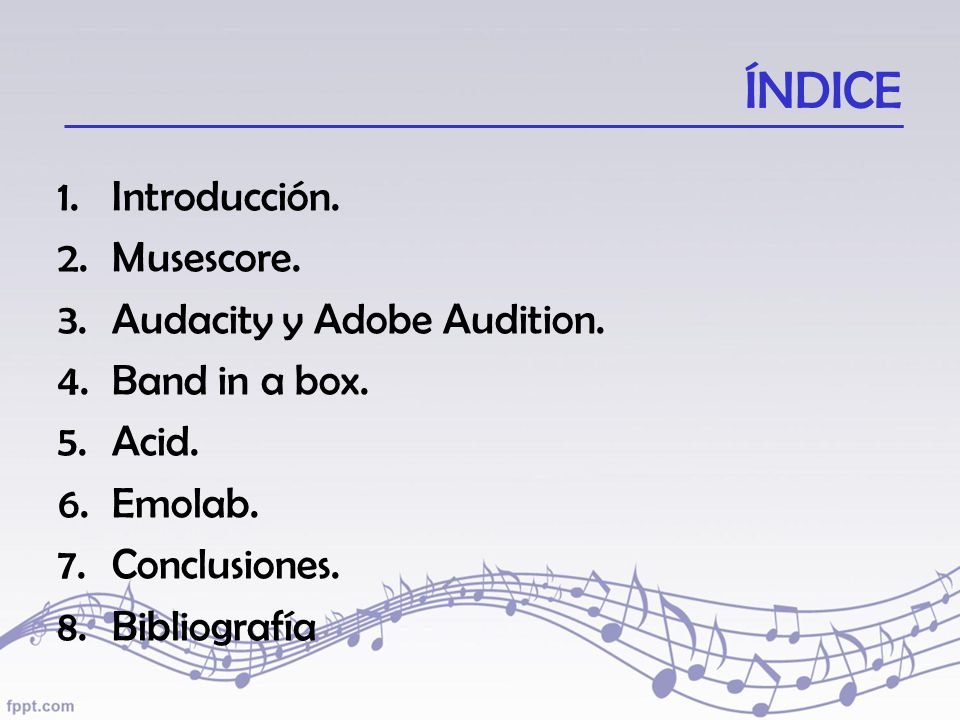 ÍNDICE Introducción. Musescore. Audacity y Adobe Audition.