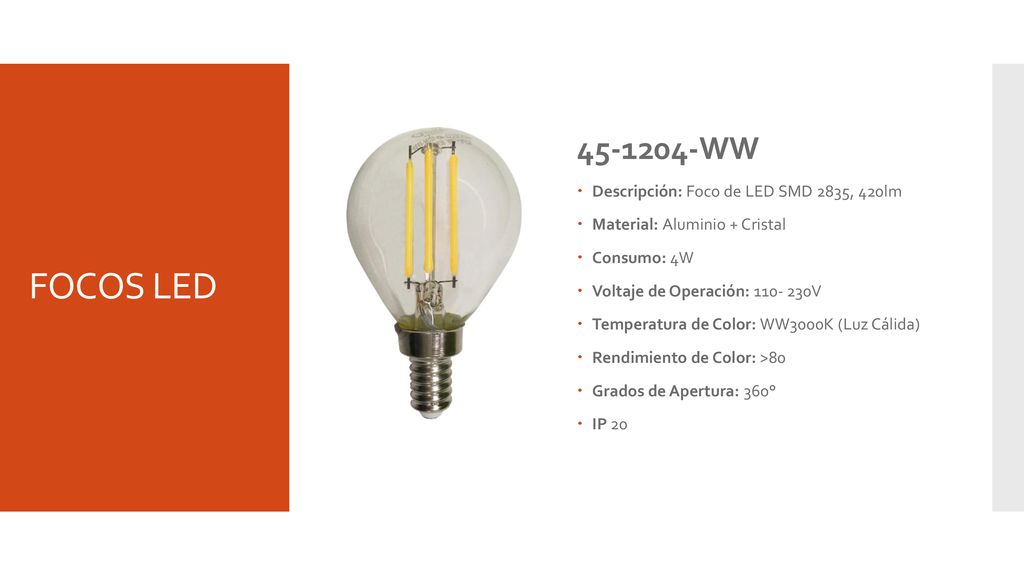 FOCOS LED WW Descripción: Foco de LED SMD 2835, 420lm