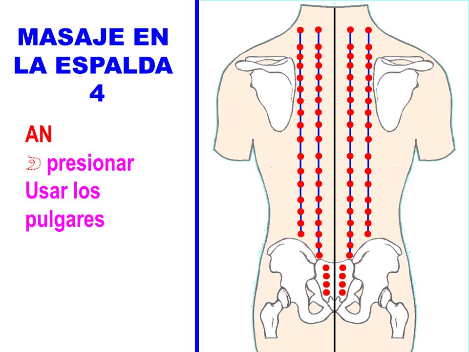 MASAJE EN LA ESPALDA 4 AN presionar Usar los pulgares