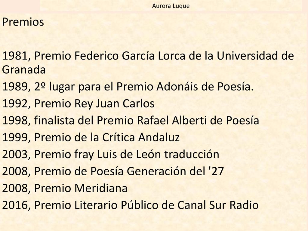 1981, Premio Federico García Lorca de la Universidad de Granada