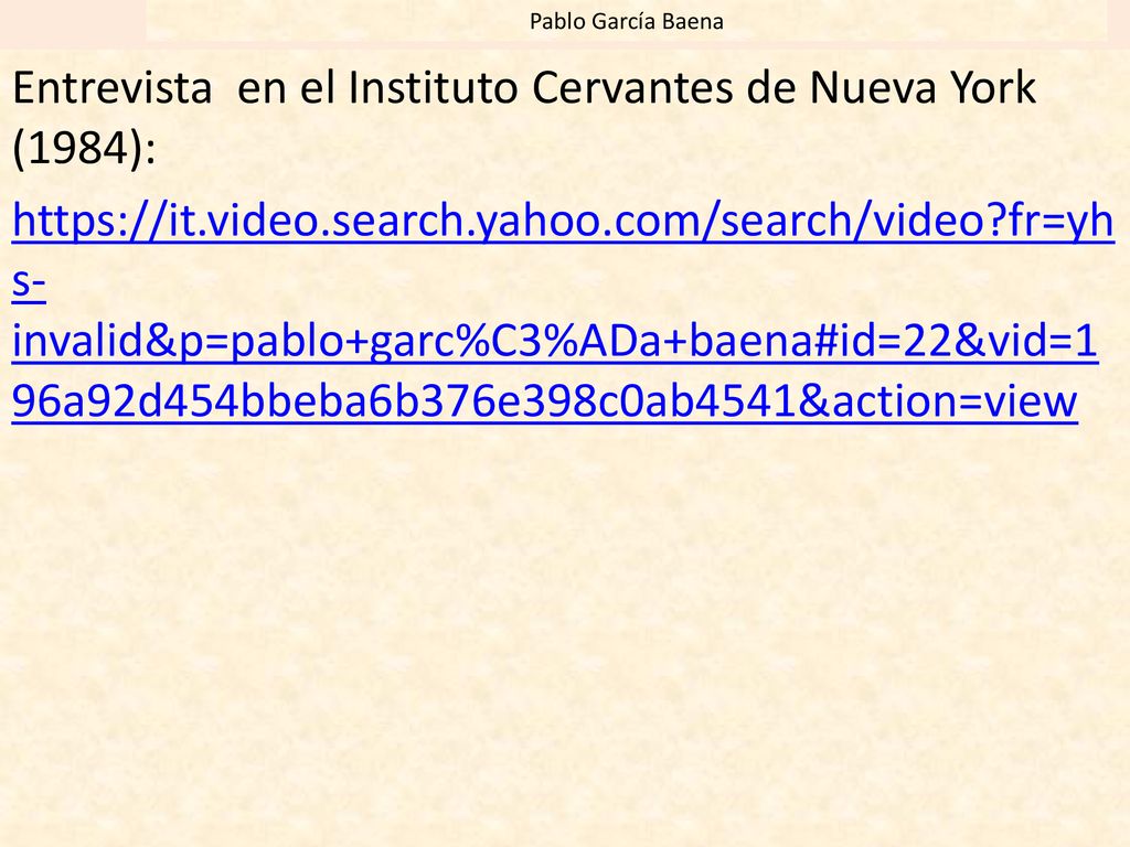 Entrevista en el Instituto Cervantes de Nueva York (1984):