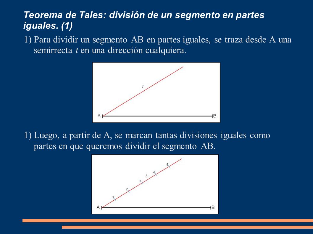 Teorema de Tales: división de un segmento en partes iguales. (1)