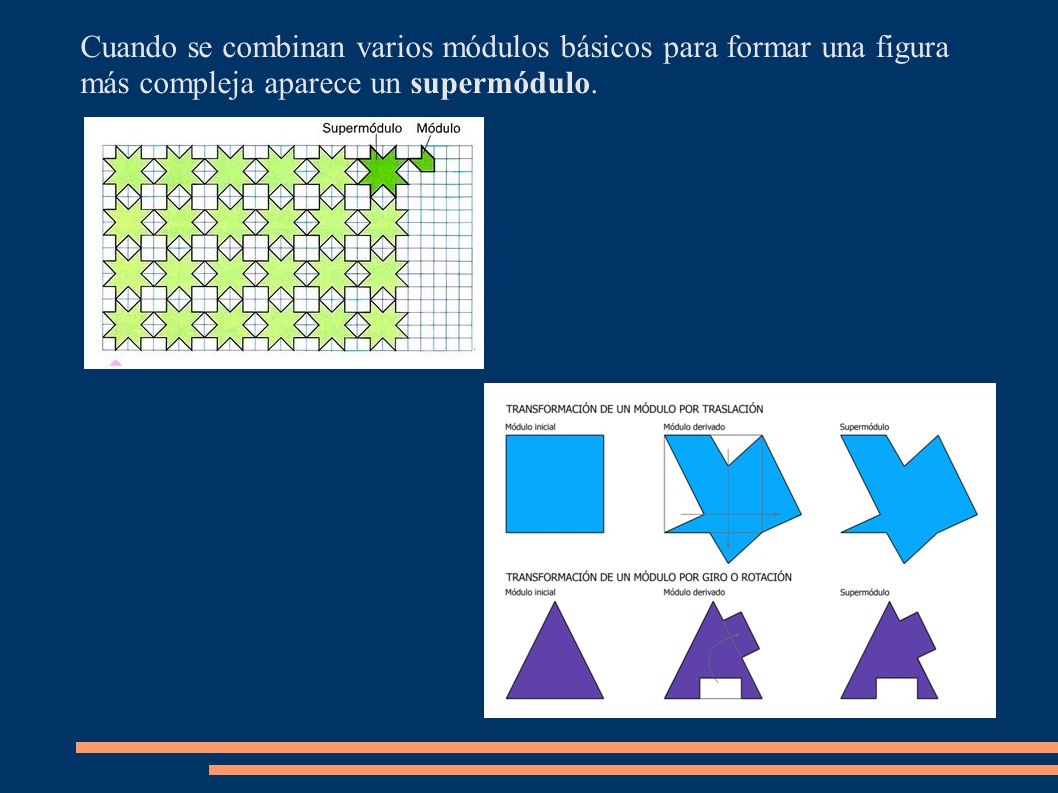 Cuando se combinan varios módulos básicos para formar una figura más compleja aparece un supermódulo.