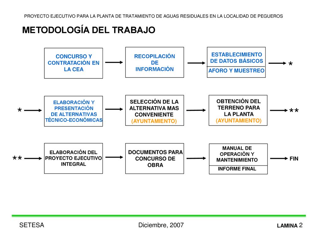* * ** ** METODOLOGÍA DEL TRABAJO SETESA Diciembre, 2007