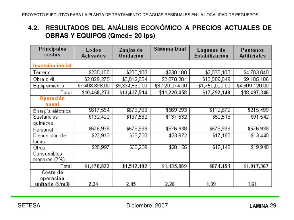 PROYECTO EJECUTIVO PARA LA PLANTA DE TRATAMIENTO DE AGUAS RESIDUALES EN LA LOCALIDAD DE PEGUEROS