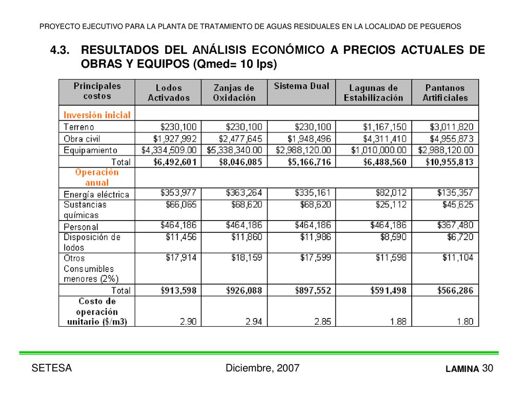PROYECTO EJECUTIVO PARA LA PLANTA DE TRATAMIENTO DE AGUAS RESIDUALES EN LA LOCALIDAD DE PEGUEROS