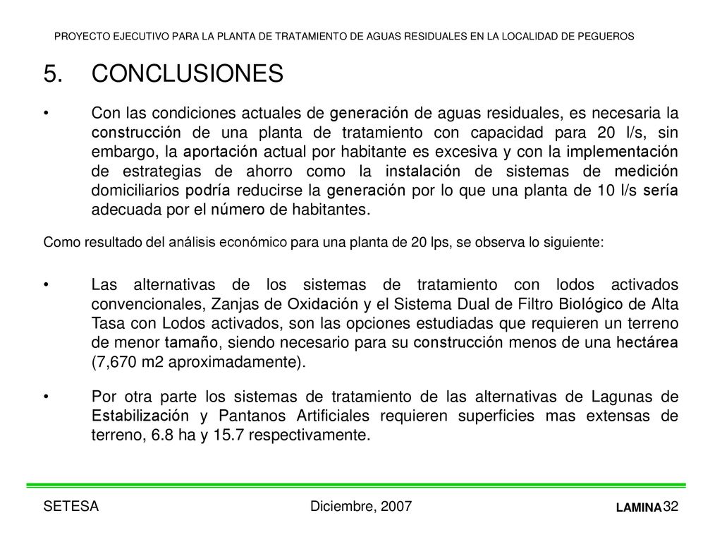 PROYECTO EJECUTIVO PARA LA PLANTA DE TRATAMIENTO DE AGUAS RESIDUALES EN LA LOCALIDAD DE PEGUEROS