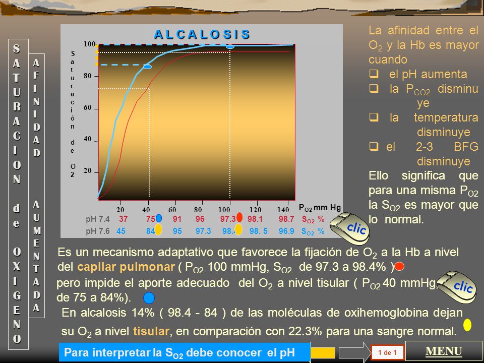 La afinidad entre el O2 y la Hb es mayor cuando