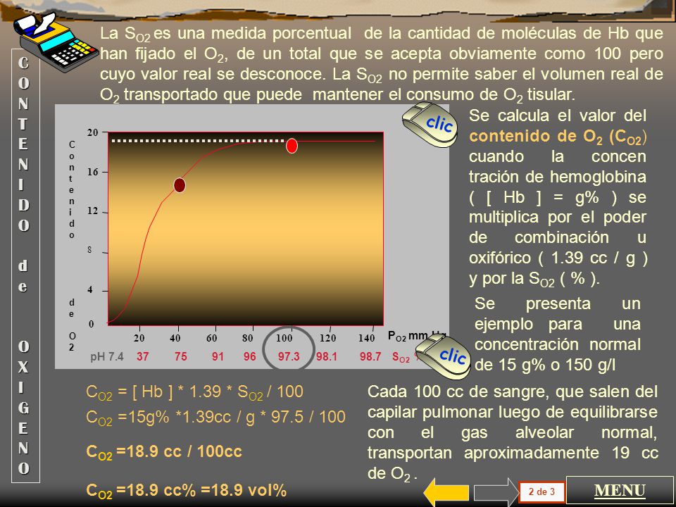 La SO2 es una medida porcentual de la cantidad de moléculas de Hb que han fijado el O2, de un total que se acepta obviamente como 100 pero cuyo valor real se desconoce. La SO2 no permite saber el volumen real de O2 transportado que puede mantener el consumo de O2 tisular.