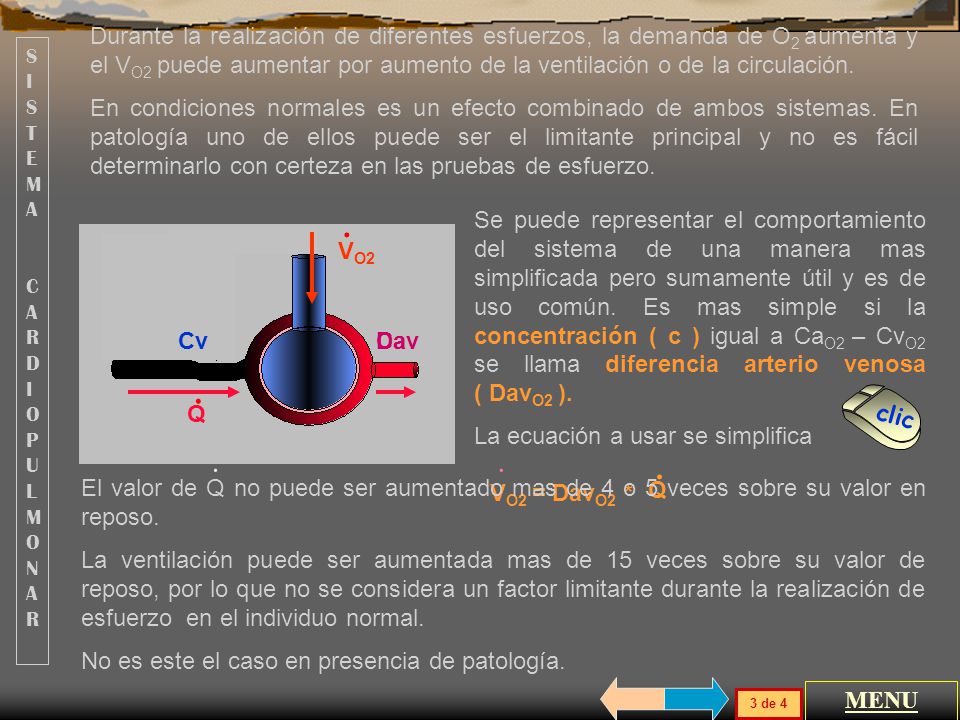 Durante la realización de diferentes esfuerzos, la demanda de O2 aumenta y el VO2 puede aumentar por aumento de la ventilación o de la circulación.