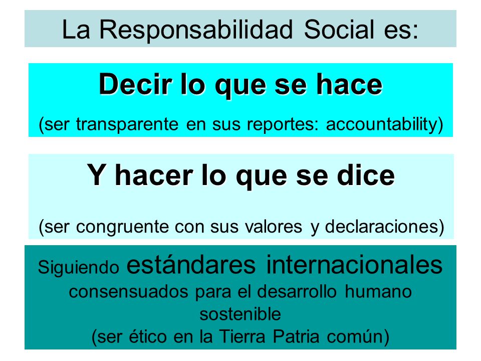 Decir lo que se hace Y hacer lo que se dice