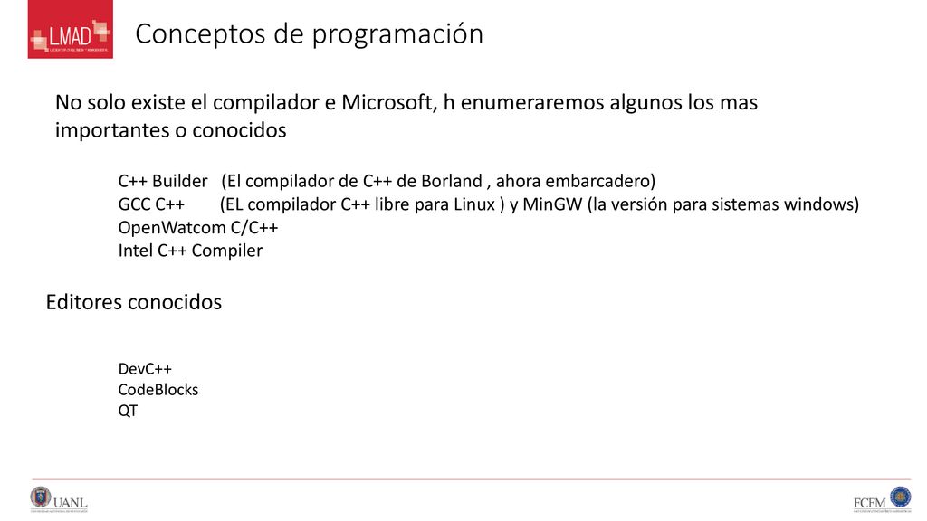 Programación Básica| Sesión 2, Conceptos de Programación y C++ - ppt ...