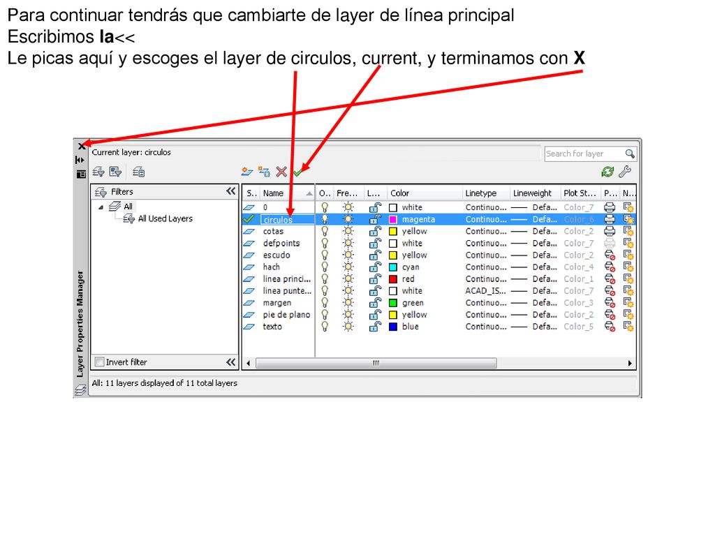 Para continuar tendrás que cambiarte de layer de línea principal