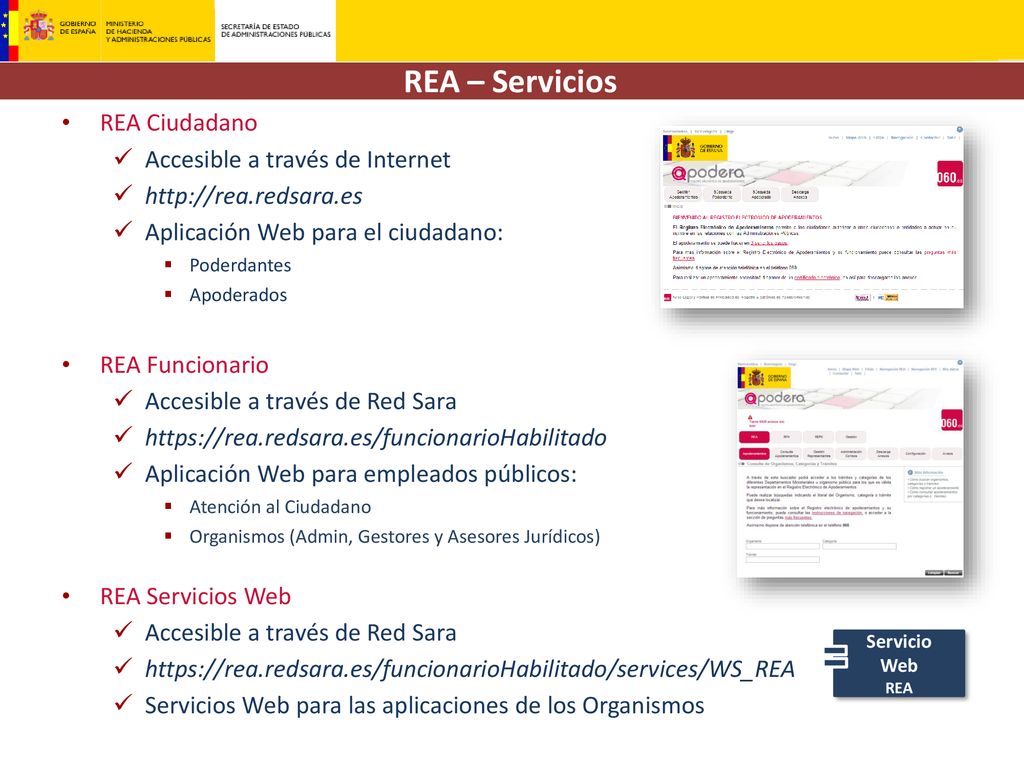 REA – Servicios REA Ciudadano Accesible a través de Internet